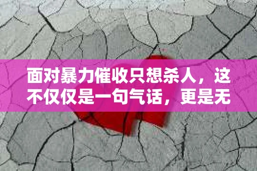面对暴力催收只想杀人，这不仅仅是一句气话，更是无数借款人内心深处的恐惧。在这个看似光鲜亮丽的现代社会，暴力催收现象却如同毒瘤般蔓延，让人防不胜防。今天，我们就来聊聊这个沉重的话题，揭开暴力催收的冰山一角。