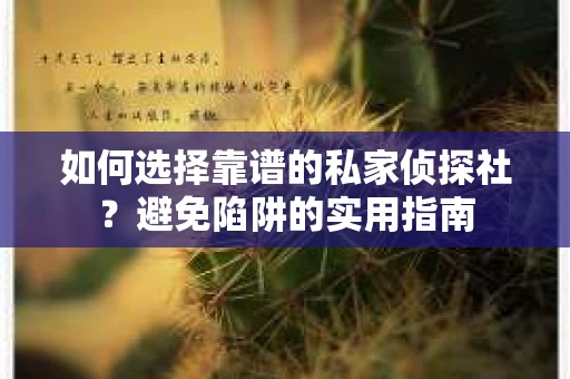 如何选择靠谱的私家侦探社？避免陷阱的实用指南