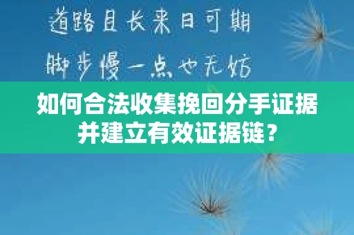 如何合法收集挽回分手证据并建立有效证据链? 如何合法收集挽回分手证据并建立有效证据链?